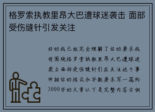 格罗索执教里昂大巴遭球迷袭击 面部受伤缝针引发关注